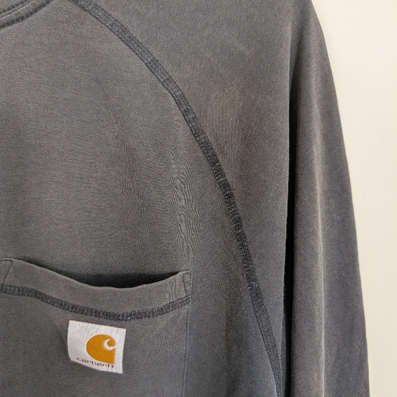 Carhartt Dark Gray Crewneck Cotton Long Sleeve Tee Shirt - Picture 3 of 10